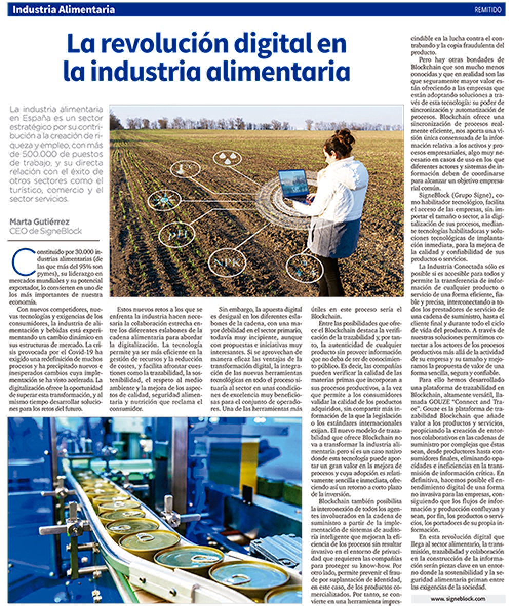 La revolución digital en la industria alimentaria