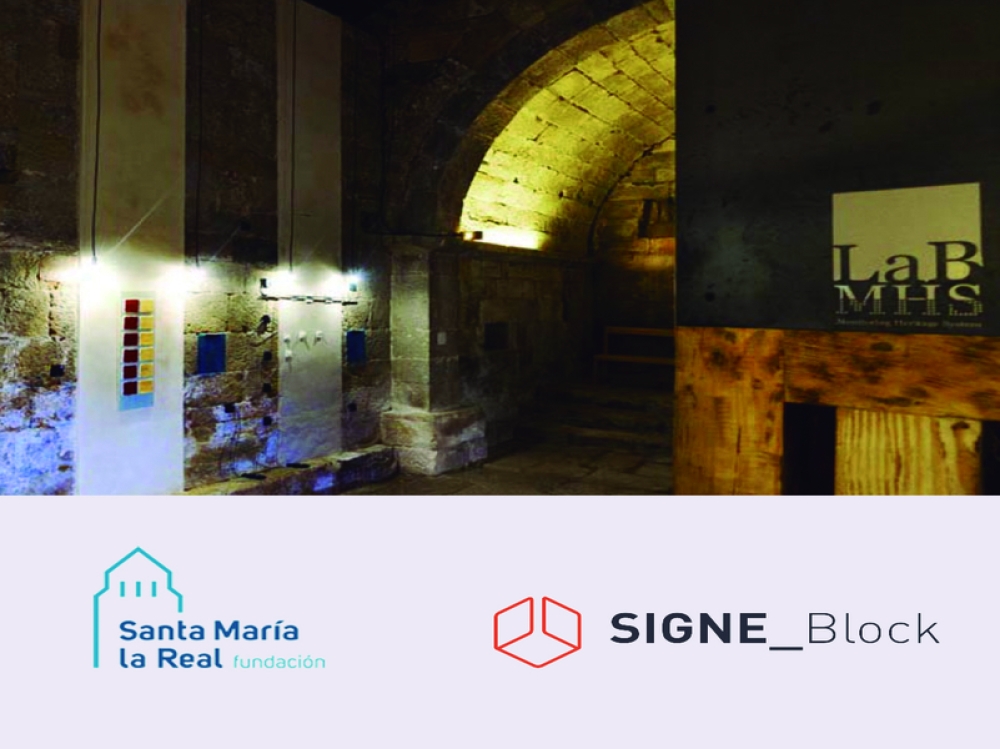 Acuerdo de colaboración con la Fundación Santa María la Real para introducir la tecnología blockchain en el sistema de monitorización del patrimonio.